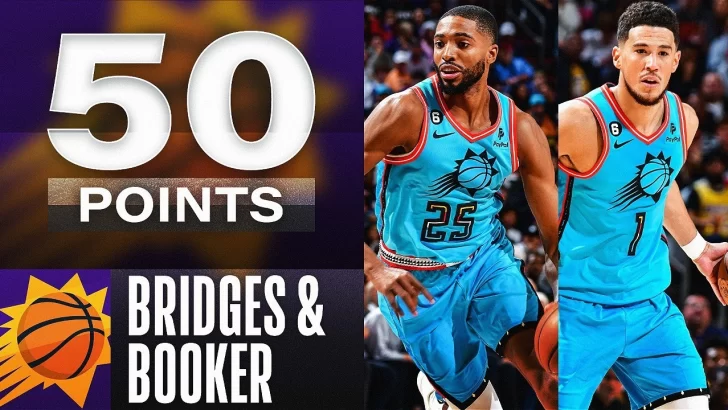 ¡Devin Booker y Mikal Bridges 50 puntos combinados en victoria de los Suns!